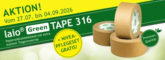 laio® Green TAPE 316: Papierklebeband-Aktion sichern laio® Green TAPE 316: Papierklebeband-Aktion sichern