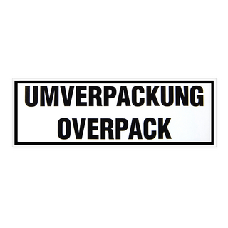 Haftetiketten, Symbol + Umverpackung Overpack + Trauerrand, weiß Haftetiketten, Symbol + Umverpackung Overpack + Trauerrand, weiß
