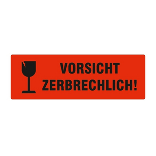 Haftetiketten, Vorsicht zerbrechlich! mit Kelch, leuchtrot Haftetiketten, Vorsicht zerbrechlich! mit Kelch, leuchtrot