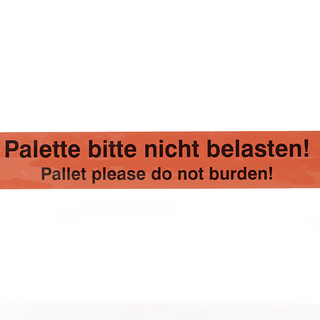 PP Warnklebeband Palette bitte nicht belasten, schwarz auf orange PP Warnklebeband Palette bitte nicht belasten, schwarz auf orange