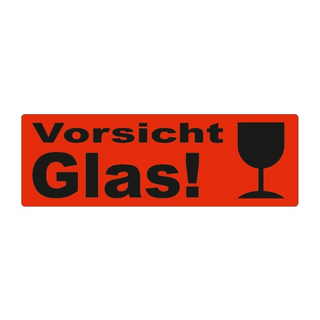 Haftetiketten, Vorsicht Glas! mit Kelch, leuchtrot Haftetiketten, Vorsicht Glas! mit Kelch, leuchtrot