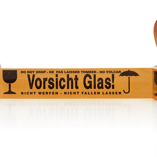 PP Warnklebeband Vorsicht Glas, schwarz auf orange PP Warnklebeband Vorsicht Glas, schwarz auf orange