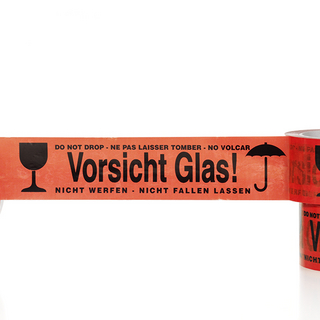 PP Warnklebeband Vorsicht Glas, schwarz auf rot PP Warnklebeband Vorsicht Glas, schwarz auf rot